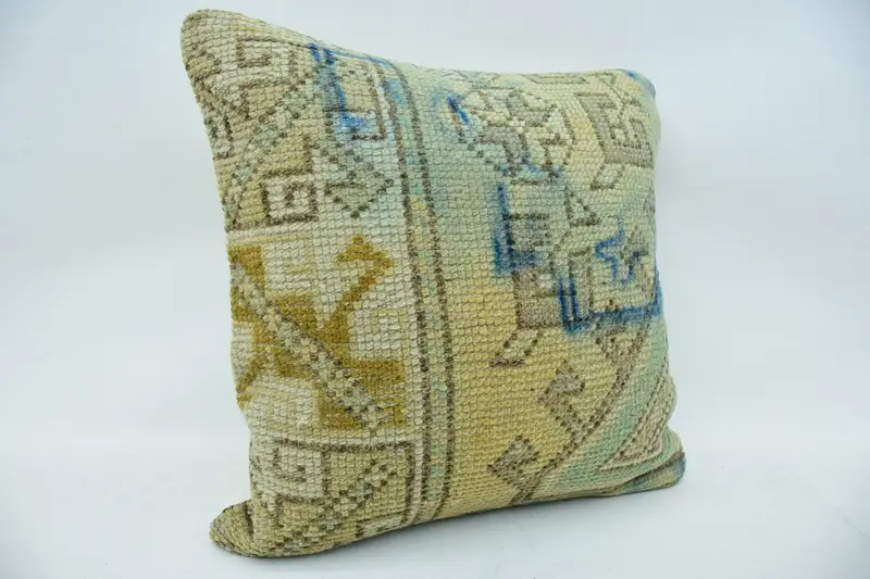 Antique Pillows, Turkish Rugs Cushion Cover, Pillow Case, Vintage Pillow, Ethnic Cushion Case, 18x18 Beige Pillow Case, Pillow for Couch - 2