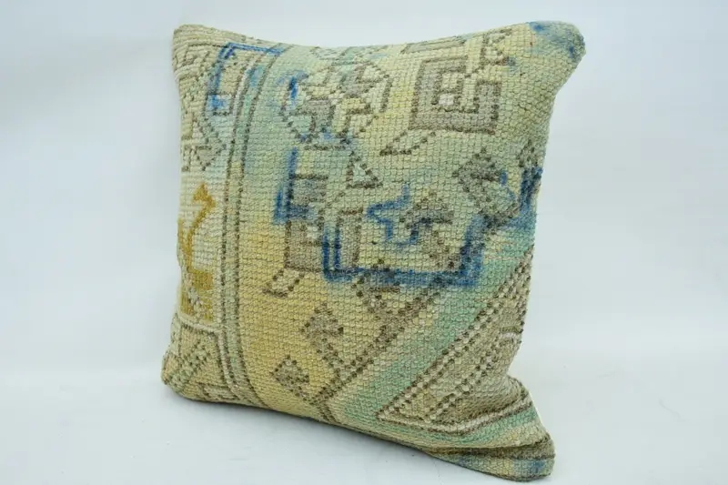 Antique Pillows, Turkish Rugs Cushion Cover, Pillow Case, Vintage Pillow, Ethnic Cushion Case, 18x18 Beige Pillow Case, Pillow for Couch - 3