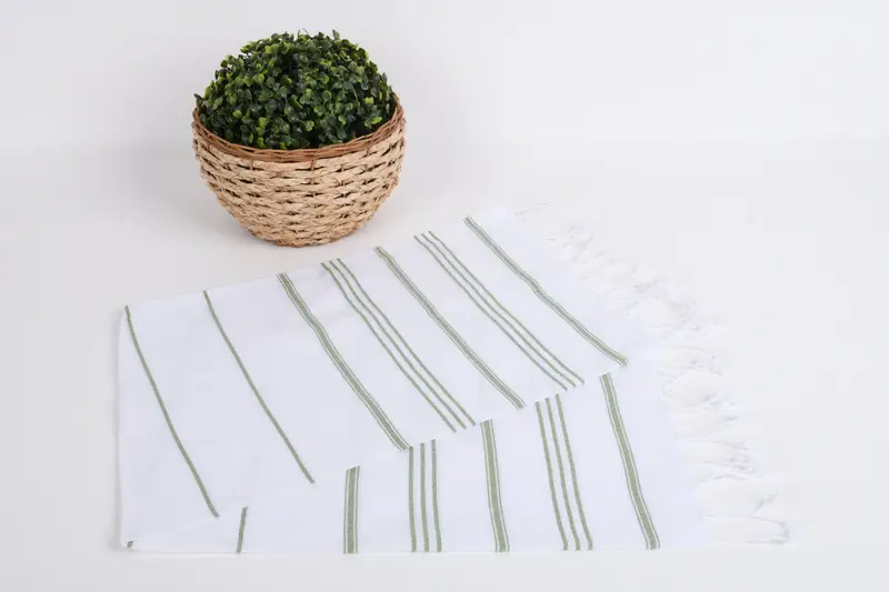 Toalla a rayas de algodón 40x24, toalla turca personalizada, regalo personalizado, toalla de mano personalizada, toalla de cocina de monograma, toalla orgánica - 4