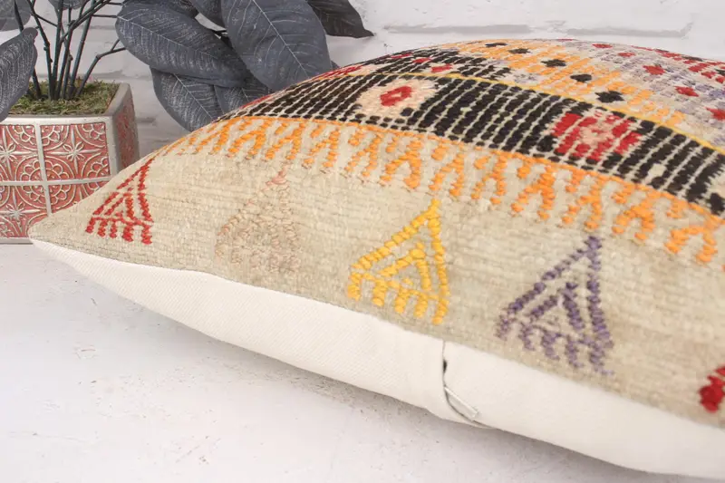 Sofa Cushion, Cushion, Handmade Kilim Cushion, Turkish Pillow, Pillow for Sofa, 18x18 Orange Pillow Case, Traditional Cushion Cover - 6