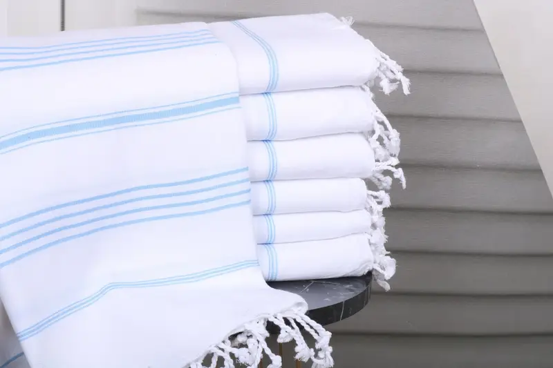 Bachelorette Party Handmade Light Blue Turkish Cotton Towel, 40x71 Inches