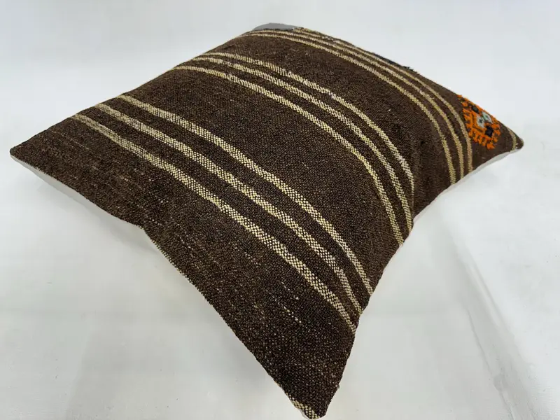 Meditationskissenbedeckung, Kissen für Couch, 20x20 braune Kissenbedeckung, Kissenbedeckung, Kilim -Kissenschein, Vintage -Kissen - 6