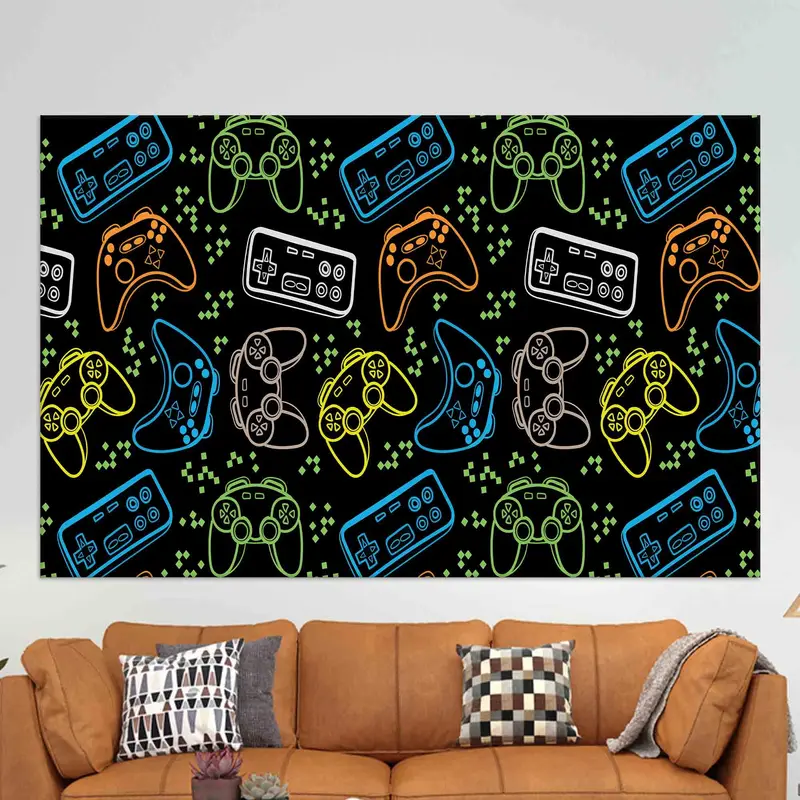 Trendy Neon Canvas: Colorful Game Lovers' Man Cave Decor