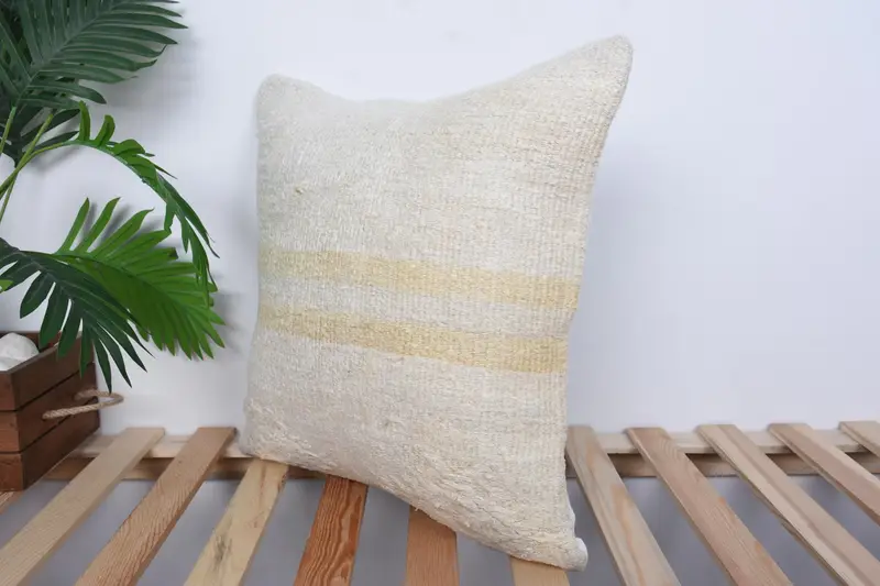 Sofa Bolster Cushion Cover, Pillow Case, Pillow for Sofa, Retro Cushion, Boho Pillow Sham Cover, 18x18 White Pillow Sham, Handmade Kilim Cushion - 5