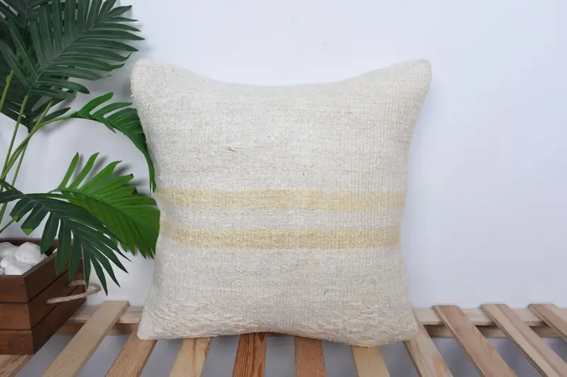 Sofa Bolster Cushion Cover, Pillow Case, Pillow for Sofa, Retro Cushion, Boho Pillow Sham Cover, 18x18 White Pillow Sham, Handmade Kilim Cushion - 1