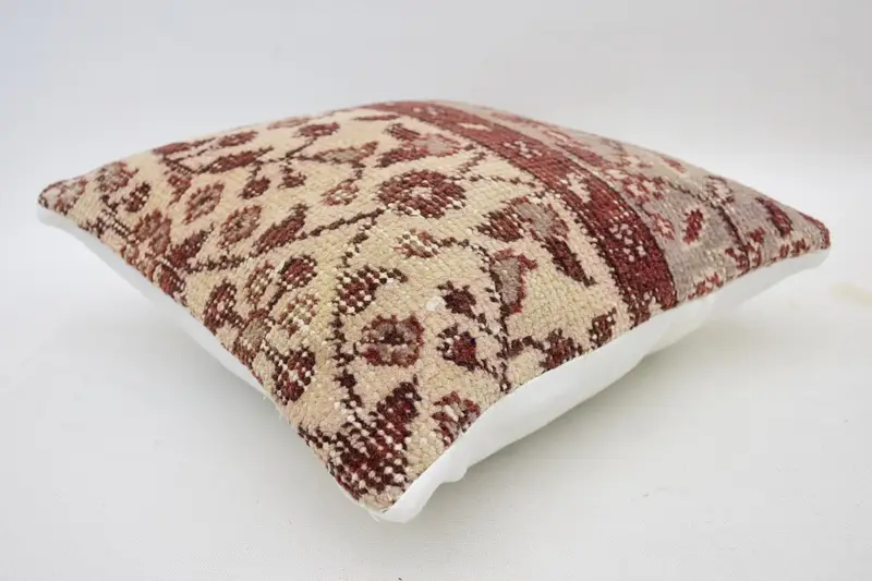 14x14 Beige Cushion Case, Cushion Cover, Antique Pillows, Toss Cushion Case, Vintage Pillow, Vintage Kilim Throw Pillow - 6