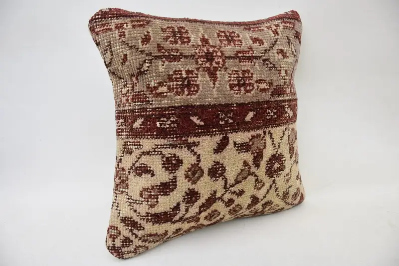 14x14 Beige Cushion Case, Cushion Cover, Antique Pillows, Toss Cushion Case, Vintage Pillow, Vintage Kilim Throw Pillow - 2