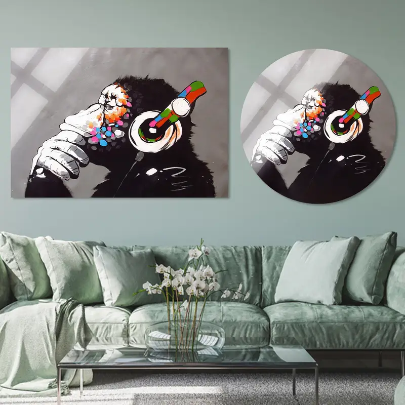 鮮やかなバンクシー モンキー キャンバス: ユニークなグラフィティ アート プリント