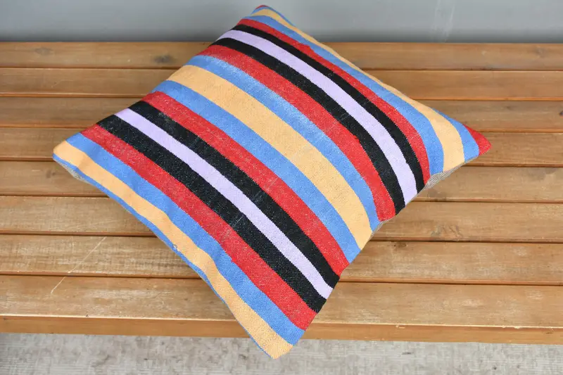 16x16 Red Pillow Cover, Aztec Cushion Case, Cushion, Seat Pillow Case, Kilim Pillow, Aztec Pillow Cover, Boho Pillow Sham Cover, Kilim Cushion Sham - 2