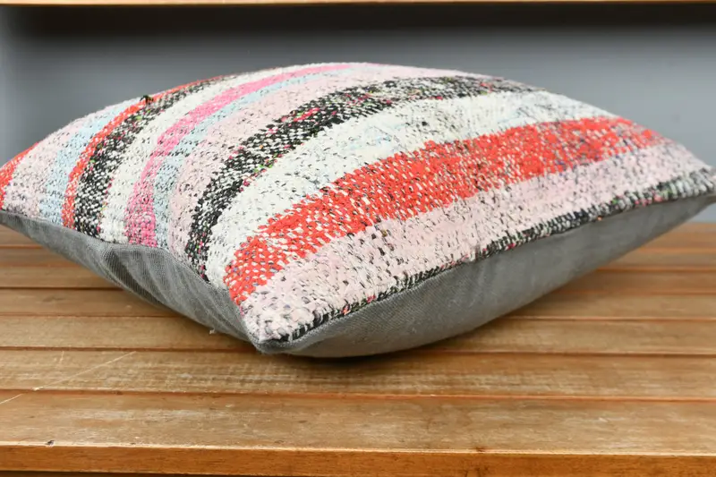 16x16 Blue Pillow Sham, Kilim Cushion Sham, Interior Designer Pillow, Pillow Cover, Retro Pillow, Home Decor Pillow, Handwoven Cushion - 3