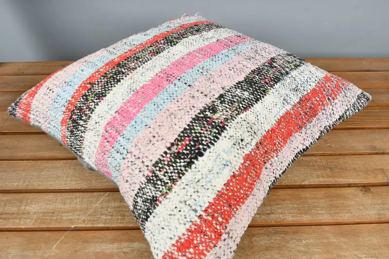 16x16 Blue Pillow Sham, Kilim Cushion Sham, Interior Designer Pillow, Pillow Cover, Retro Pillow, Home Decor Pillow, Handwoven Cushion - 2