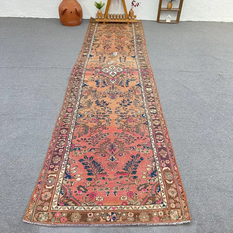 Alfombra Suroeste Naranja, Azul, 3,4x13,1 ft Chic Decor