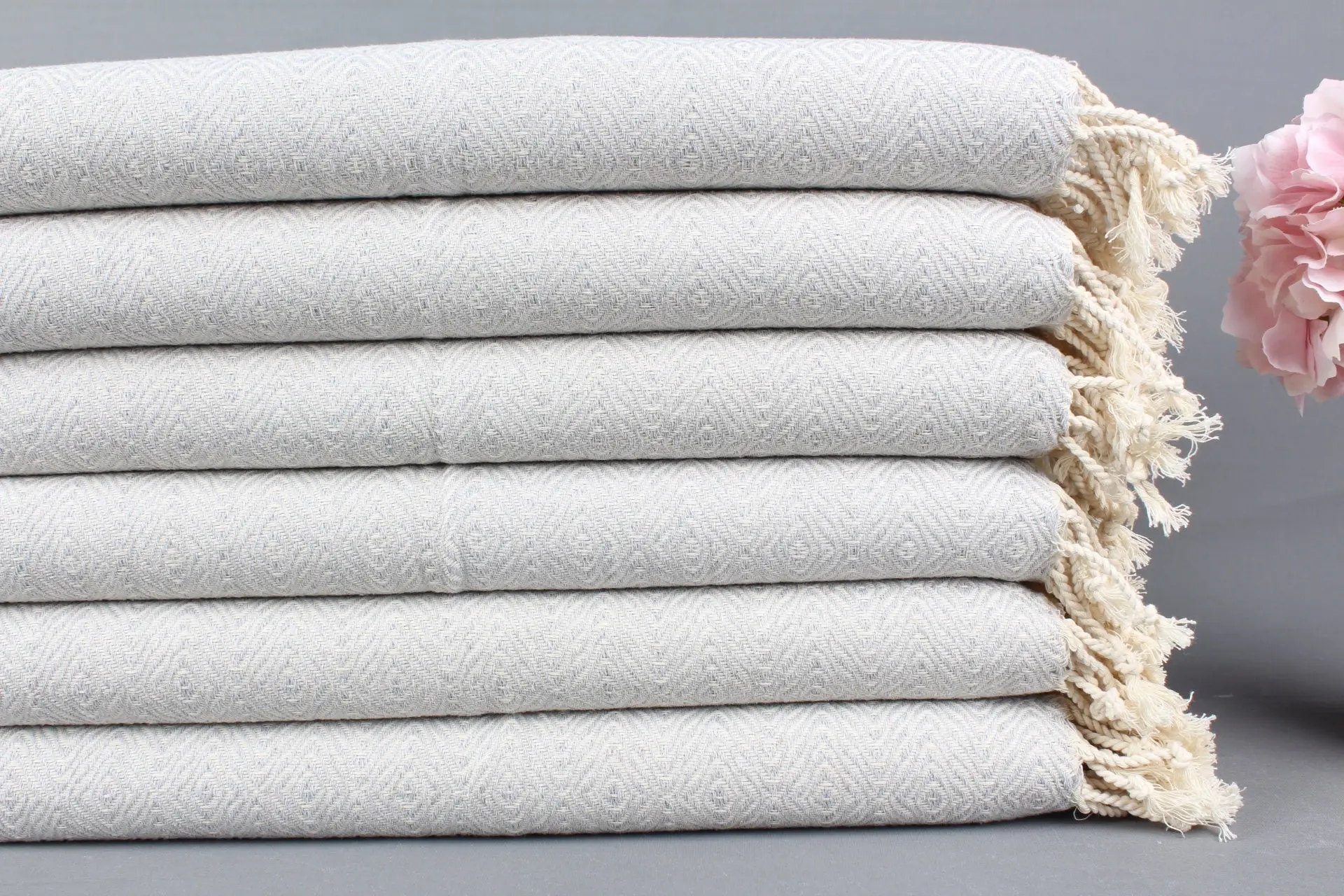 Kitchen Towel Organic Cotton Light Gray Diamond Napkin, 18x36 Inches - 1