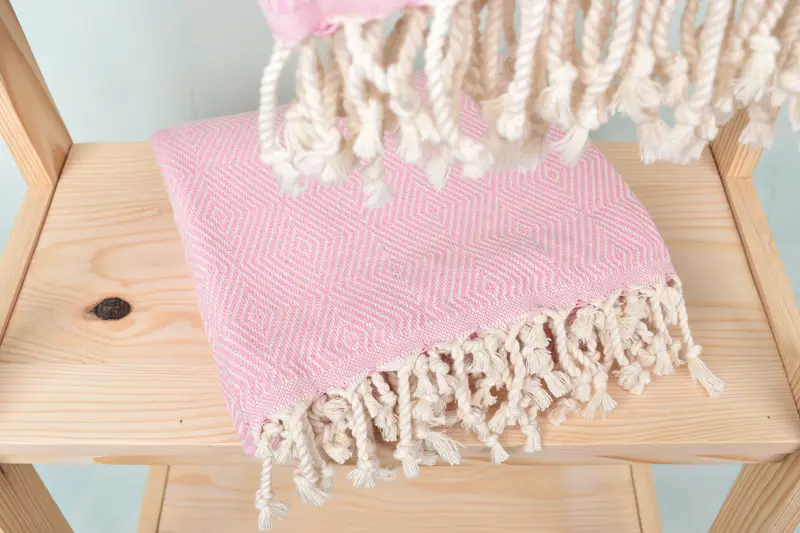 Embroidered Beach Towel, Turkish Towel USA, Christmas Gift, Turkish Towel Beach, Handwoven Turkish Towel, Thin towel, 74x40 Cotton Diamond Towel - 5