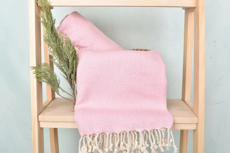 Embroidered Beach Towel, Turkish Towel USA, Christmas Gift, Turkish Towel Beach, Handwoven Turkish Towel, Thin towel, 74x40 Cotton Diamond Towel - 4