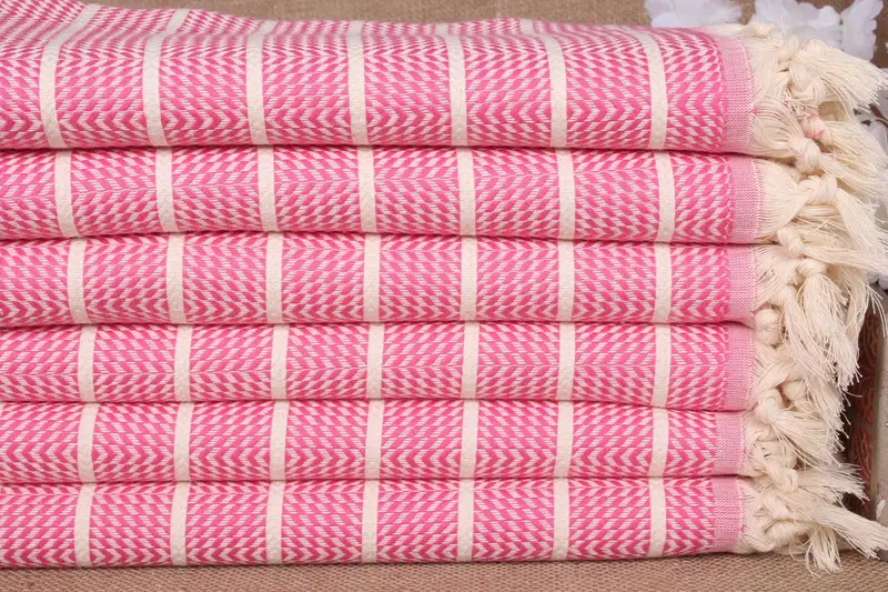 Toalla turca personalizada bordada a rayas rosas 40x71 pulgadas