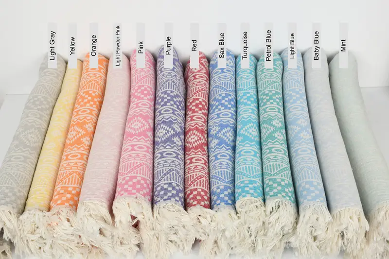 Bachelor Personalized Turkish Geometric Cotton Bath Towel, Beige, 36x67 Inches