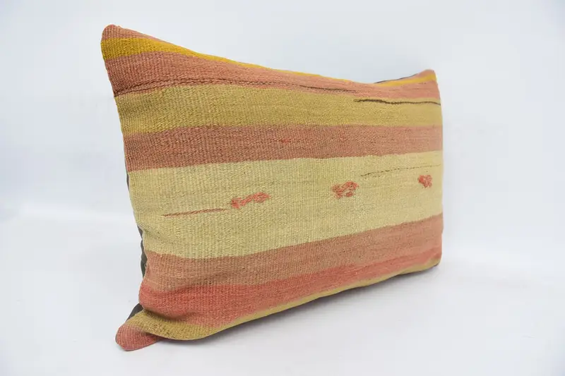 Decorative Throw Cushion Case, Gift Pillow, Turkish Kilim Pillow, Pillow Cover, Kilim Pillow, 16x24 Beige Pillow, Sustainable Cushion Cover - 3