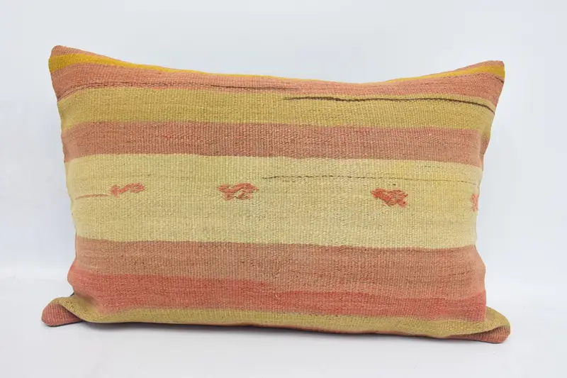Decorative Throw Cushion Case, Gift Pillow, Turkish Kilim Pillow, Pillow Cover, Kilim Pillow, 16x24 Beige Pillow, Sustainable Cushion Cover - 1
