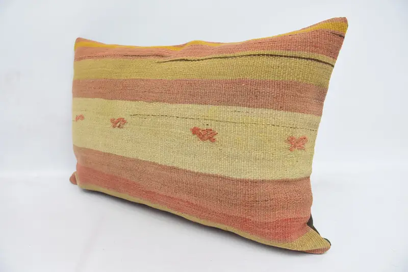 Decorative Throw Cushion Case, Gift Pillow, Turkish Kilim Pillow, Pillow Cover, Kilim Pillow, 16x24 Beige Pillow, Sustainable Cushion Cover - 4