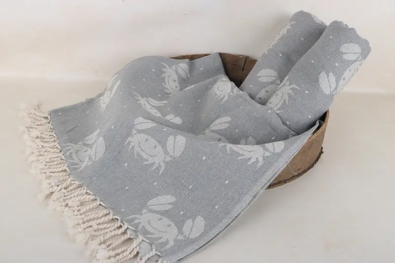 Organic Cotton Towel, Gift For Her, Housewarming Gift, 68x40 Cotton Crab Design Towel, Personalized Beach Towel, Valentines Day Gift For Him - 7