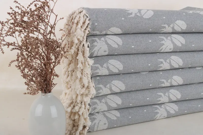 Organic Cotton Towel, Gift For Her, Housewarming Gift, 68x40 Cotton Crab Design Towel, Personalized Beach Towel, Valentines Day Gift For Him - 2