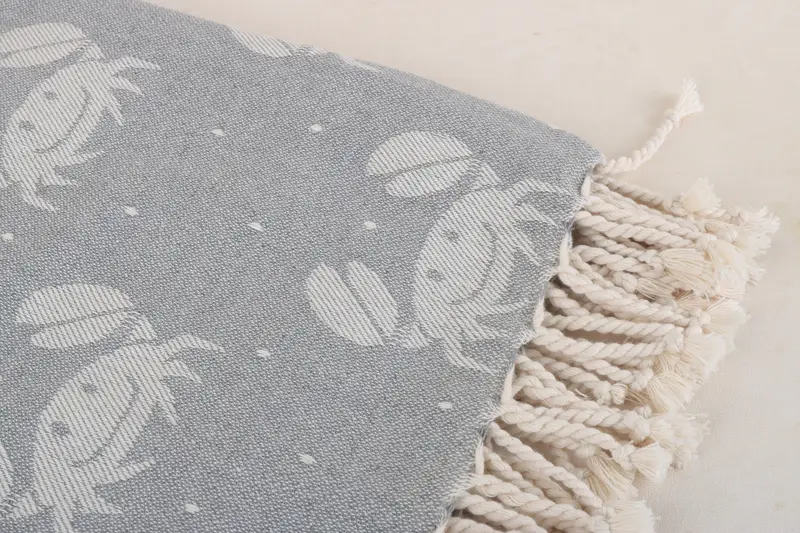 Organic Cotton Towel, Gift For Her, Housewarming Gift, 68x40 Cotton Crab Design Towel, Personalized Beach Towel, Valentines Day Gift For Him - 5
