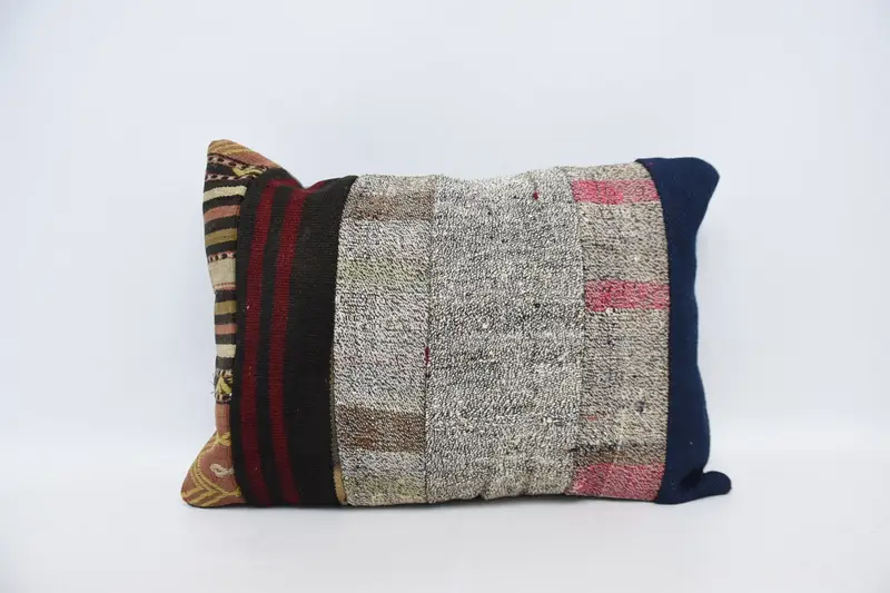Handmade Kilim Cushion, Ethnic Pillow, Boho Pillow Sham Cover, Kilim Pillow, Cushion Cover, 20x28 Gray Cushion Case, Floor Pillow Case - 1