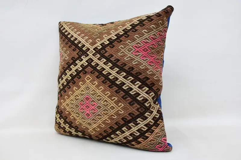 Pillow for Sofa, Cushion, Southwestern Cushion Cover, Vintage Pillow, Vintage Kilim Pillow, Customized Pillow Case, 24x24 Brown Cushion - 3