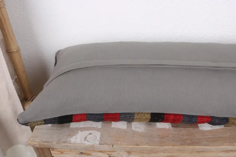 Kilim Pillow, 12x36 Red Pillow Sham, Rustic Pillow Cover, Sofa Bolster Cushion, Turkish Kilim Pillow, Pillow Sham, Kilim Pillow Cover - 7