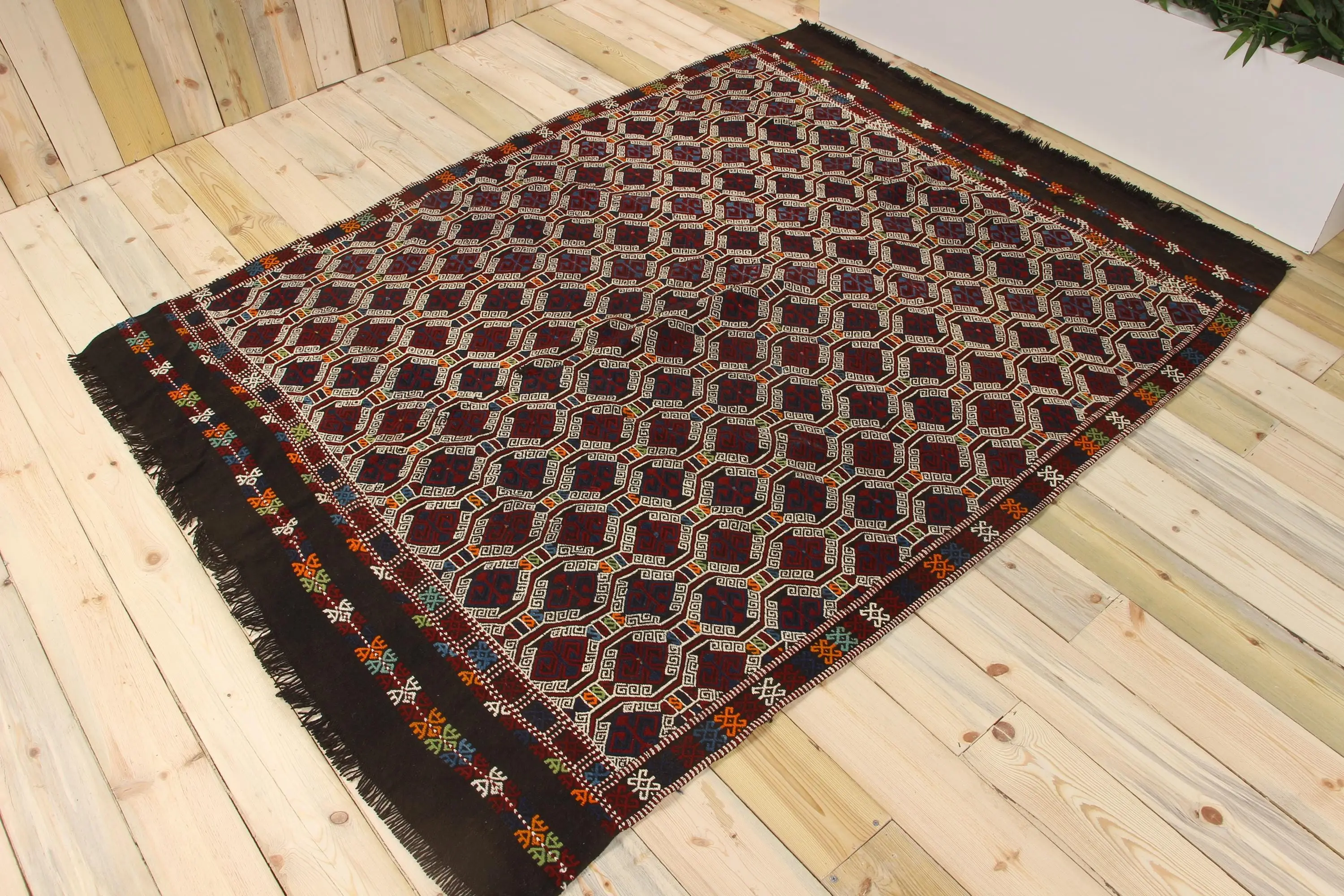 Vintage Türk Halısı 5.3x7 ft (161x212 cm), Kırmızı Yün Halı - 1