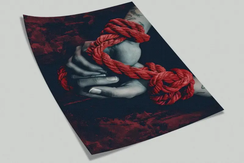 Geschenk für Liebe Papierhandwerk, Valentinstag Geschenk Wanddruck, moderne Wanddekoration, stilvolle 3D -Tapete, rotes Seilwanddekor, 3D -Wandbild, - 8
