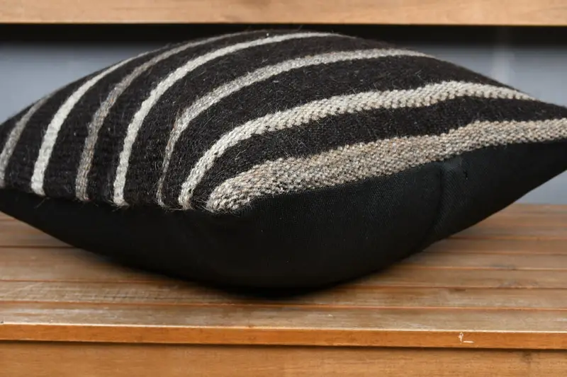 Farmhouse Cushion Cover, Kilim Pillow, Ottoman Cushion, Kilim Pillow Cover, Cushion Case, 20x20 Brown Pillow, Interior Designer Pillow - 4