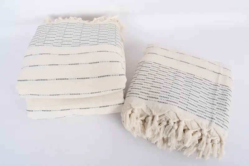 Valentine Day Gift For Her, Bedspread, Wedding Day Gift For Bride, Custom Blanket, Turkish Blanket, 98x92 Cotton Striped Design Towel - 7