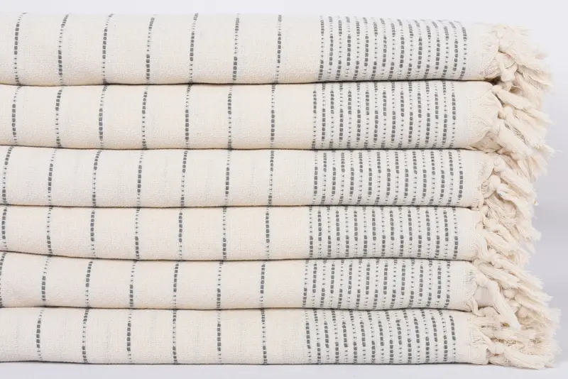 Valentine Day Gift For Her, Bedspread, Wedding Day Gift For Bride, Custom Blanket, Turkish Blanket, 98x92 Cotton Striped Design Towel - 3