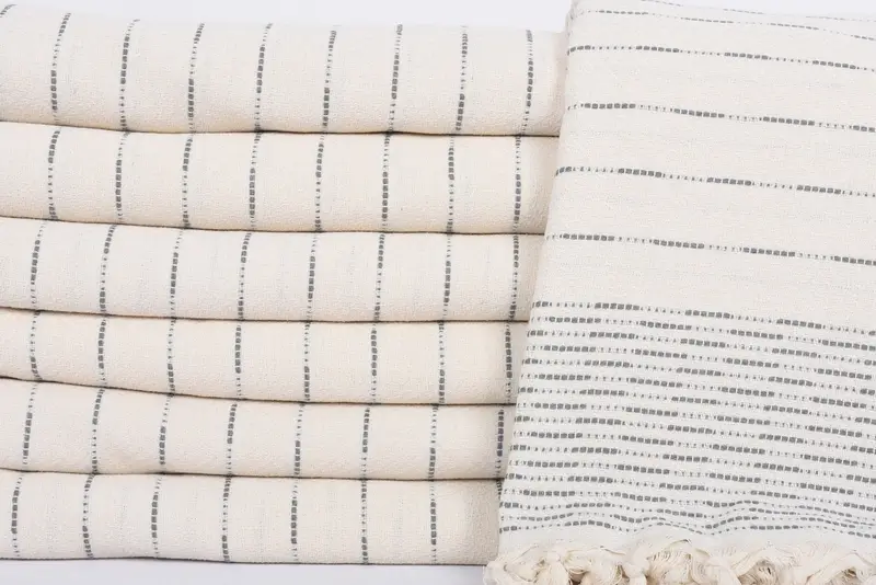 Valentine Day Gift For Her, Bedspread, Wedding Day Gift For Bride, Custom Blanket, Turkish Blanket, 98x92 Cotton Striped Design Towel - 2