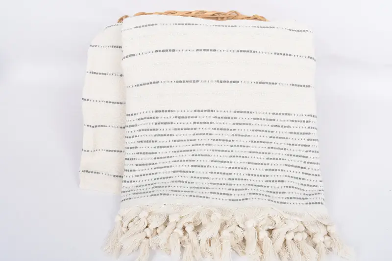 Valentine Day Gift For Her, Bedspread, Wedding Day Gift For Bride, Custom Blanket, Turkish Blanket, 98x92 Cotton Striped Design Towel - 5