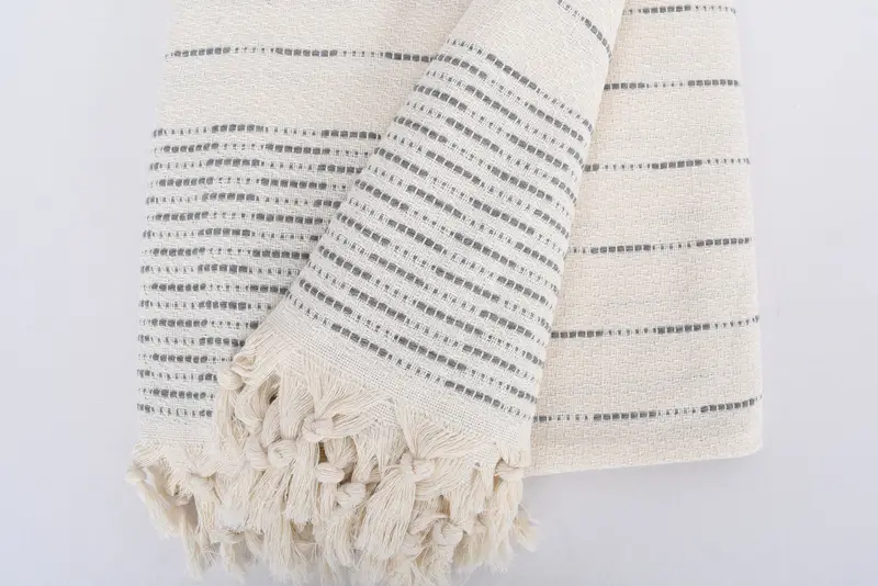 Valentine Day Gift For Her, Bedspread, Wedding Day Gift For Bride, Custom Blanket, Turkish Blanket, 98x92 Cotton Striped Design Towel - 8