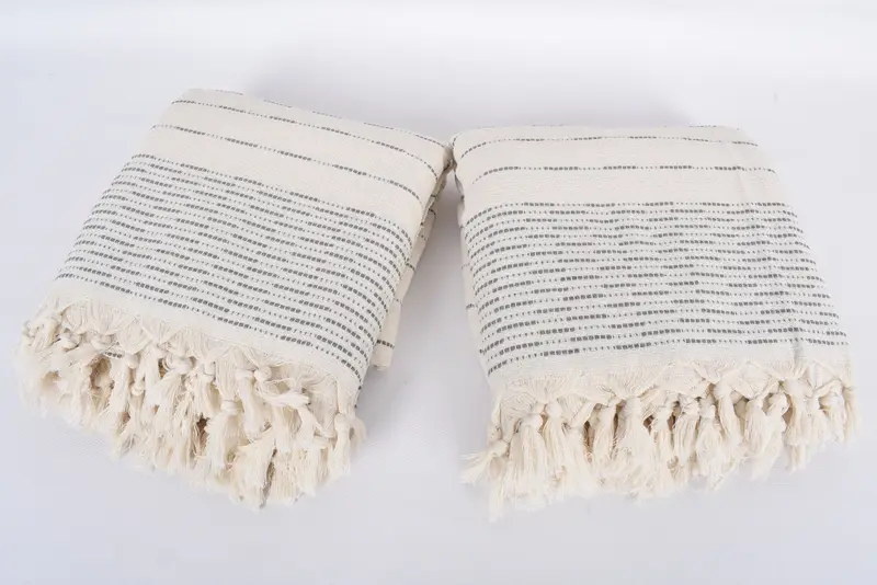 Valentine Day Gift For Her, Bedspread, Wedding Day Gift For Bride, Custom Blanket, Turkish Blanket, 98x92 Cotton Striped Design Towel - 6