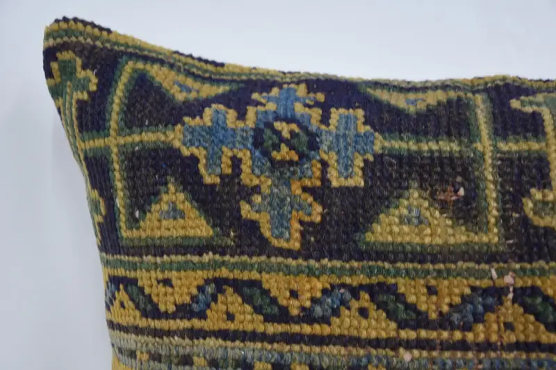Vintage Kilim Throw Pillow, Pillow Cover, 28x28 Yellow Cushion, Kilim Pillow, Square Throw Cushion Cover, Interior Designer Pillow - 2