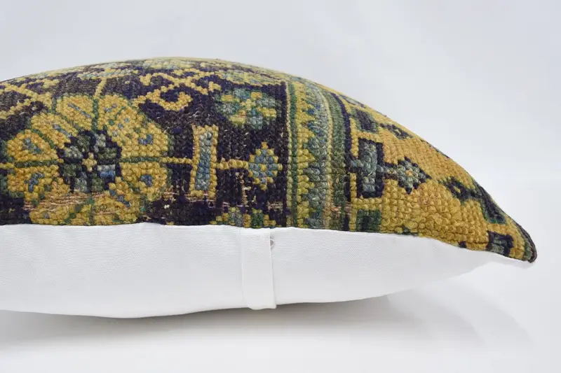 Vintage Kilim Throw Pillow, Pillow Cover, 28x28 Yellow Cushion, Kilim Pillow, Square Throw Cushion Cover, Interior Designer Pillow - 5