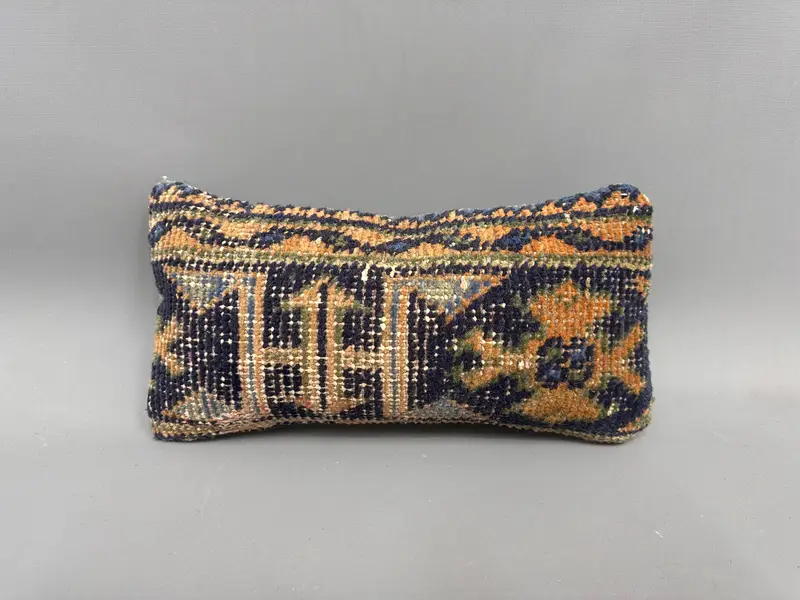 Turkish Kilim Pillow, Turkish Pillow, 8x16 Blue Cushion, Shabby Chic Pillow Cover, Pillow Case, Kilim Pillow, Customized Cushion Cover - 4