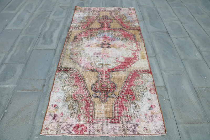 Alfombra Roja con Tonos Naranjas 3,3x7,1ft Elegante Adición