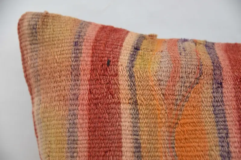 Vintage Kilim Throw Pillow, Cushion, Designer Throw Pillow Case, Vintage Kilim Pillow, 20x28 Orange Cushion, Boho Pillow - 2