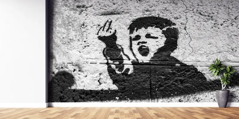Banky Bad Boy Canvas、Bright Wall Paper、Painting Wall Decor、Paper Wall Art、Modern Wall Paper、Middele Finger Wall Mural、 - 8