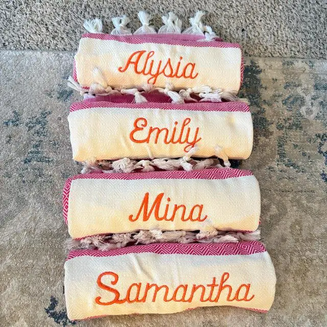 Personalized Beach Towel Gift Turkish Cotton Organic, 100x180 cm - 1