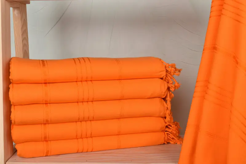 Bulk Towel, Personalized Gift, Orange Striped Towel, 40x71 Inches