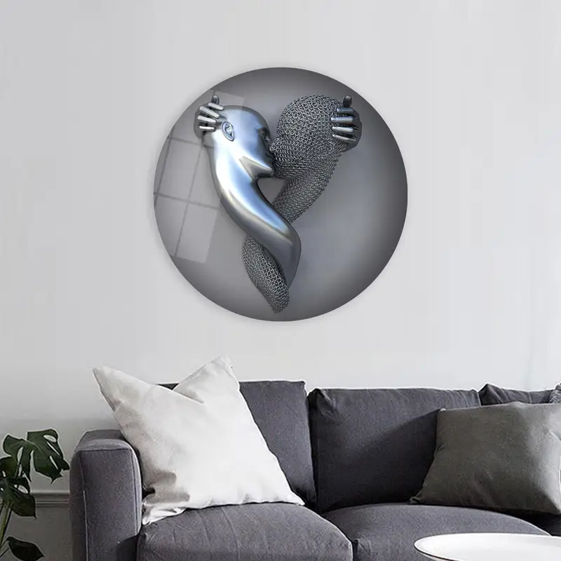 ロマンチックな 3D メタリック カップル キャンバス: エレガントなバレンタイン ギフト