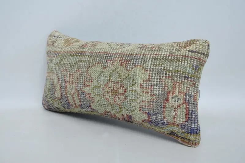 Throw Kilim Pillow, Pillow Case, Handwoven Pillow Sham, Kilim Cushion Sham, Ethnic Pillow Case, 8x16 Blue Pillow Case, Turkish Pillow - 4