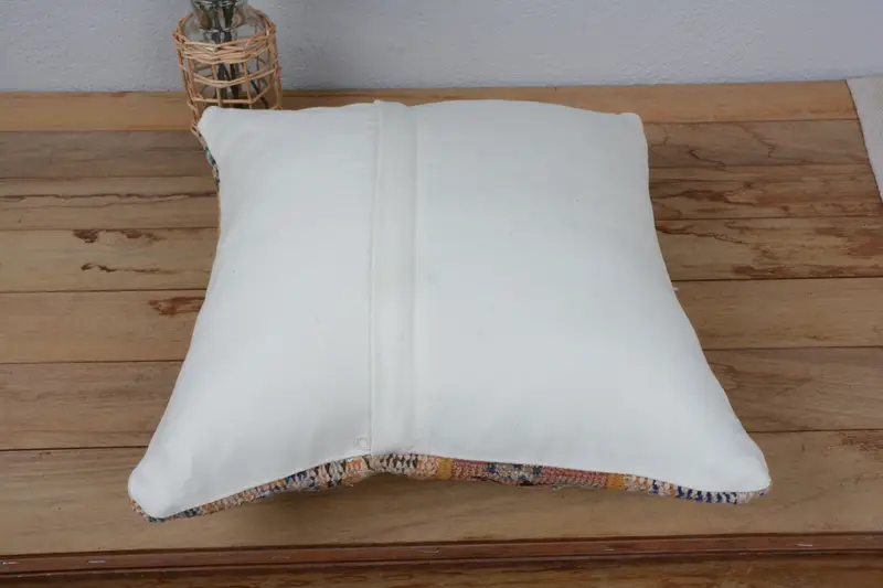 Toss Cushion Cover, Cushion Case, Pillow for Couch, Handmade Kilim Cushion, Boho Pillow Sham Cover, 16x16 Blue Pillow Sham, Art Deco Cushion Cover - 6